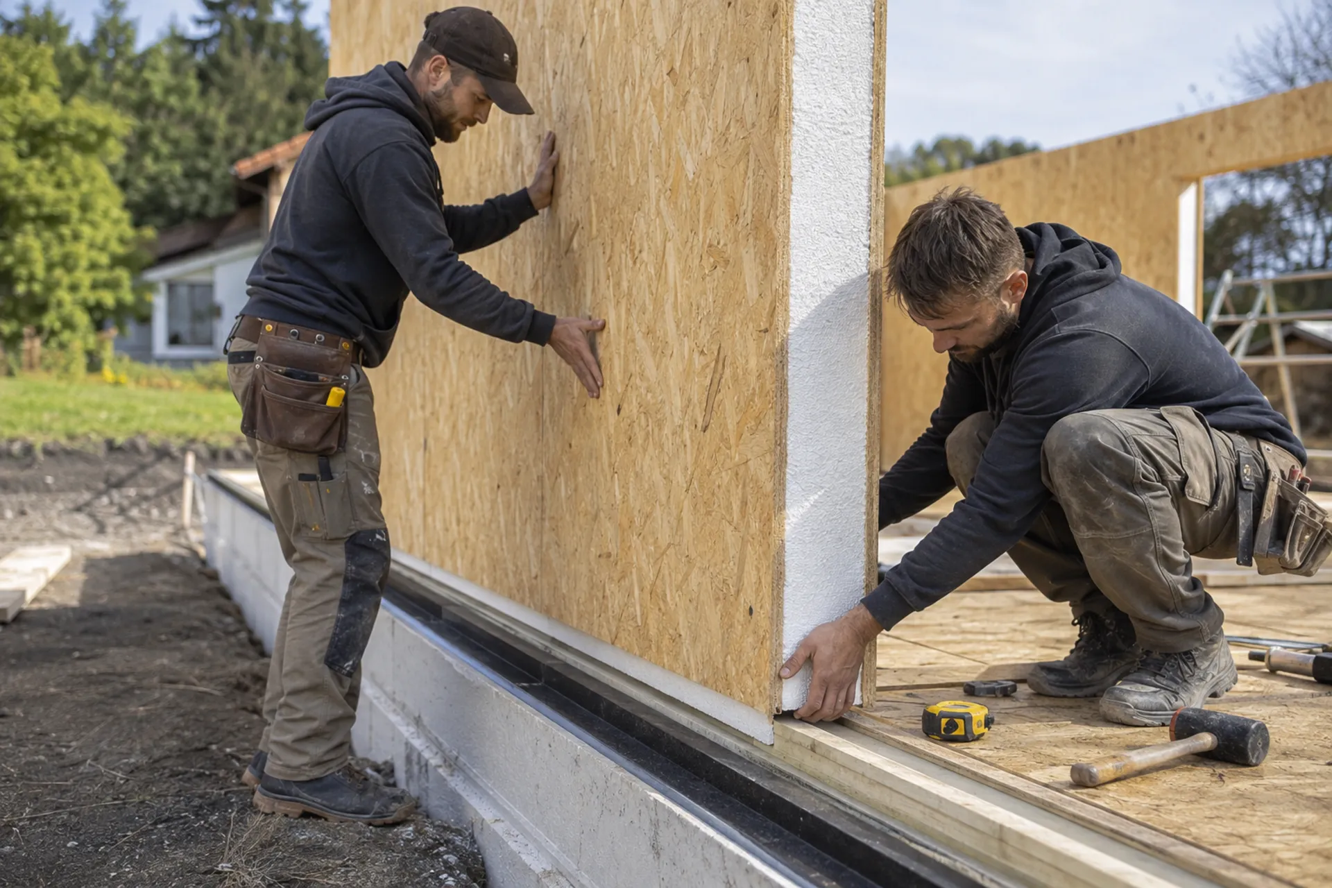 Pose de panneaux SIP sur un chantier dans le Chablais