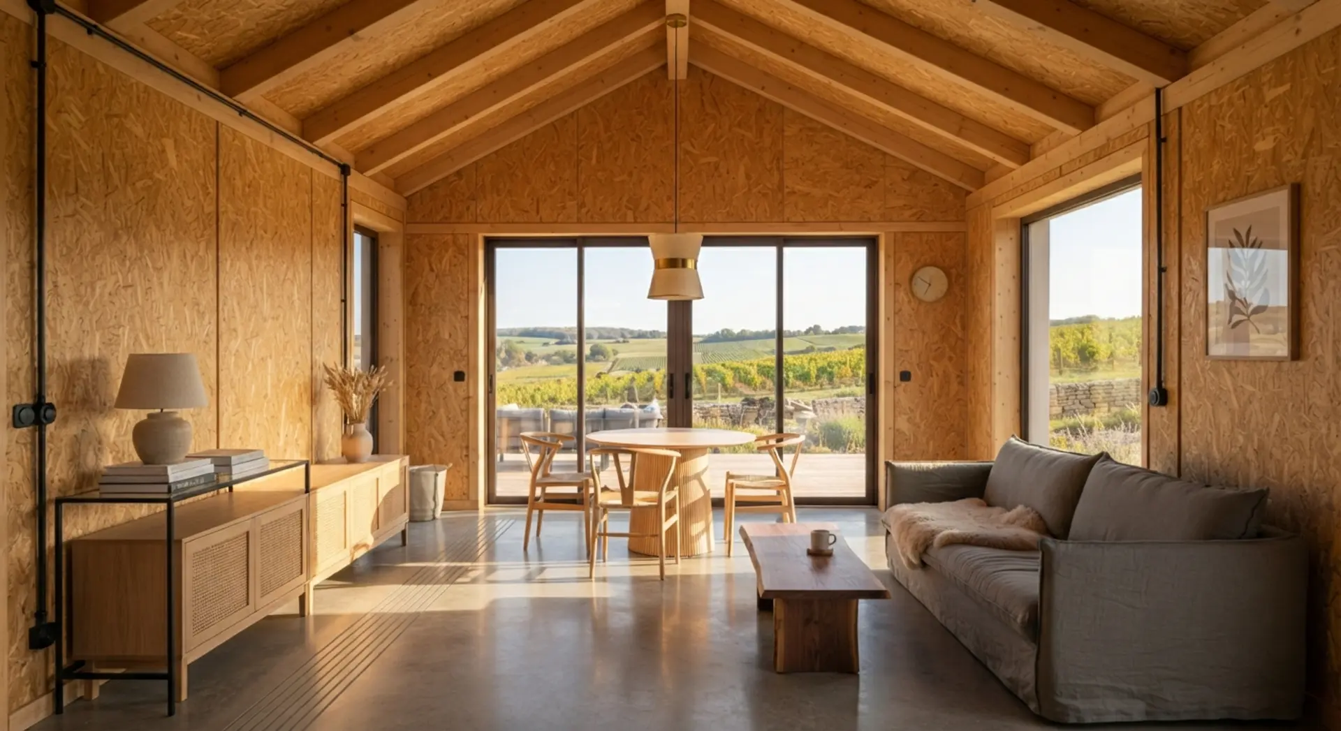 Intérieur d'une maison construite avec des panneaux SIP en France